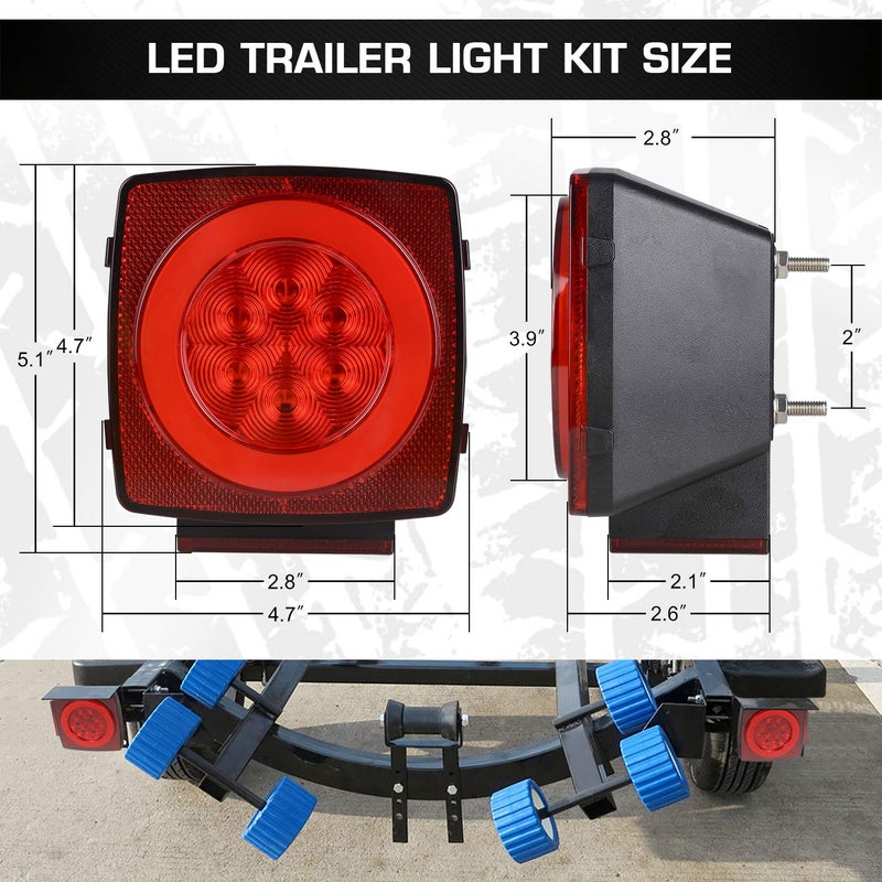 LINKITOM New Halo Submersible LED Trailer Light, Super Bright Brake Stop Turn Tail License Lights for Camper Truck RV Boat Snowmobile Under 80" Inch - Image 3
